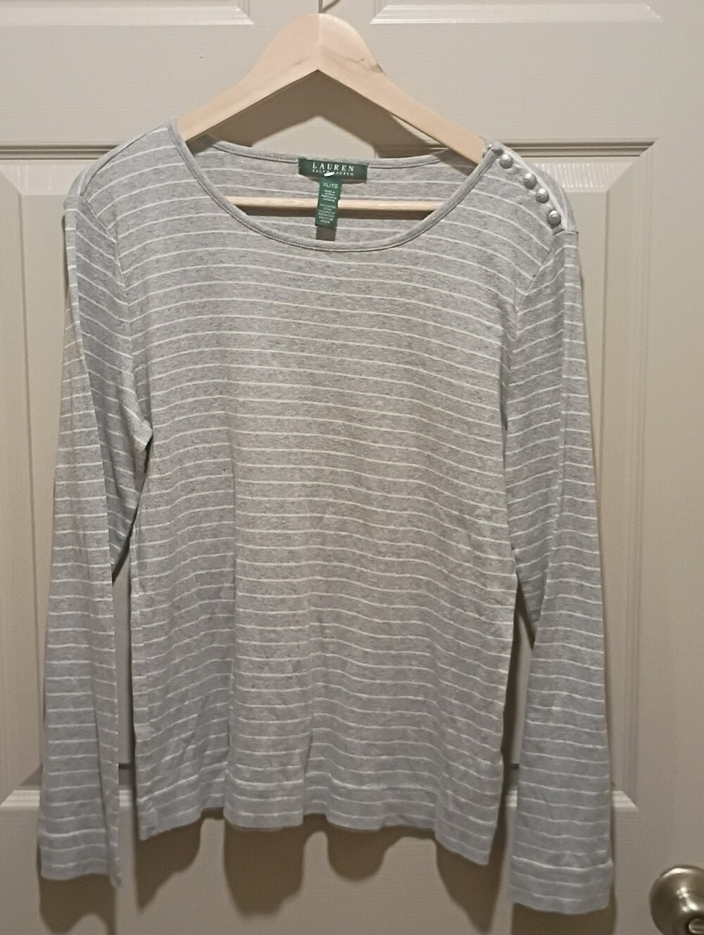 Lauren Ralph Lauren 100% cotton striped long-sleeve XL EUC Pullover